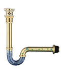 Brushed Gold U-Shape Sink Stopper Kit With Overflow For Bathroom One And A Quarter Inch Slip Inlet Drain Bottle Trap Complete Pop Up Waste Set Easy Install Fits Most Sinks Meets USA CAN Plumbing Codes, floral design