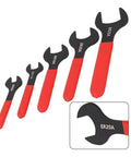 Heavy Duty ER Wrench Spanner For ER8A ER11A ER16A ER20A ER25A Collet Chuck Fits CNC Machining Centers With High Precision Locking And Stable Clamping Performance For Your Tool Setup set of five wrenches with red handles and black heads.