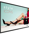 Next Level 55 Inch Outdoor LCD Display Cranked Out With Full HD Vibes, showcasing fashion advertisement design and products.