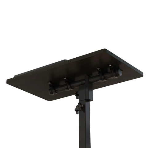 Black Mobile Adjustable Height Laptop Desk On Wheels Tiltable Work Table For Laptop Or Notebook, swivel cart with sturdy base.