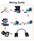 Step-by-step wiring guide for DB9 RS232 Breakout Connector Solderless Serial Adapter with female DB9 screw terminal module.