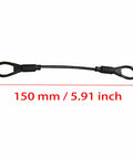 Six Pack 3mm Braided Stainless Steel Safety Lanyard Cables With Rubber Coated And Loops, 5.9 Inch Wire Rope, shown with measurement.