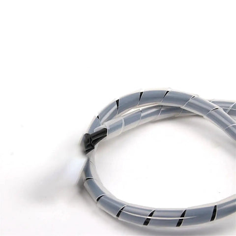 Close-up of Flame Retardant Spiral Cable Protector Sleeve For 10mm Cables, showing flexible spiral design and black ID5mm size