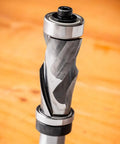 Slick Compression Flush Trim Router Bit With Top And Bottom Bearings, 3/4 inch diameter detail view for precise wood templating.