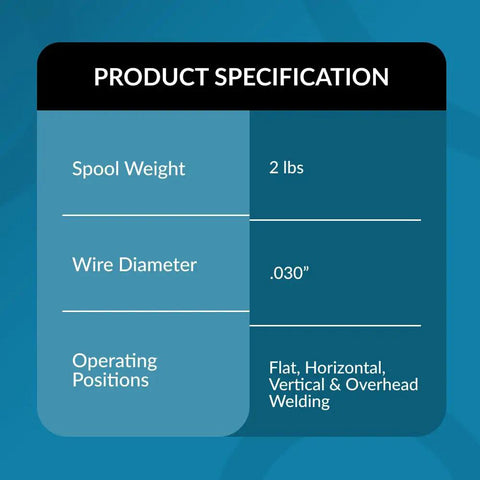 ER70S6 030 Inch MIG Welding Wire On A 2 Pound Spool specifications: 2 lbs, 0.030" diameter, multiple welding positions