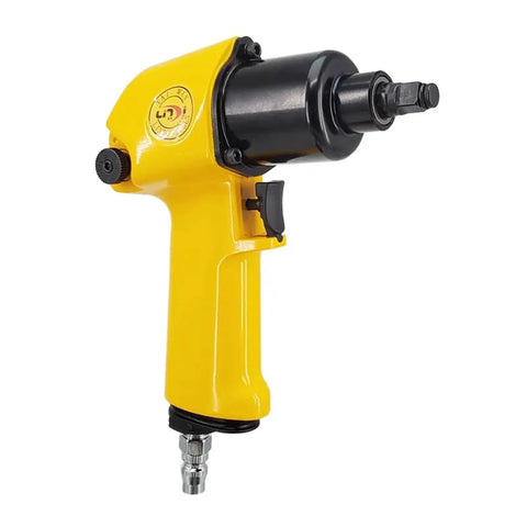Mini Pneumatic Wrench Three Eighths Inch Compact Wind Cannon With Light Trigger And Sleeve Wrench For Precision Small Bolt Fastening in yellow with trigger.