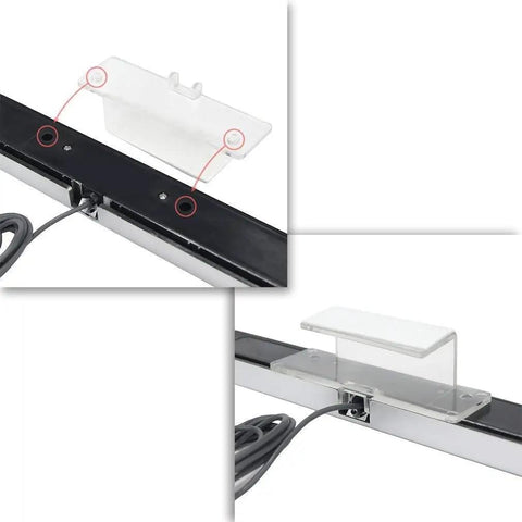 Clear stand for 3 In 1 Wii AC Power Adapter And Composite Audio Video Cable Set With Wired Motion Sensor Bar, easy attachment to TV or monitor