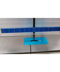 Slick Go To Bandsaw Alignment Gauge With Twelve Inch Laser Etched Sixteenths And Heavy Duty Magnets For Dead On Cuts and Zero Drift Hassle Plus Compact Marking Hook For No Sweat Shop Work, featuring ruler and gauge on bandsaw.