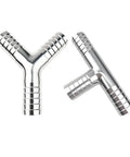 Top Shelf SUS304 Stainless Steel Y Shaped Hose Barb Tee Three Way Pipe Splitter Fitting, 8mm size for homebrew and industrial use.