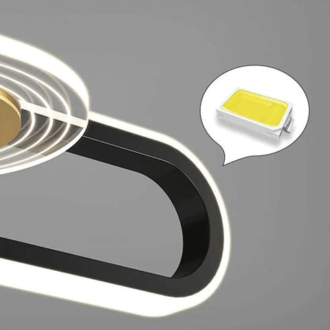 Close-up of Long Ring Aluminum Pendant Light with LED, showing sleek design and acrylic shade.