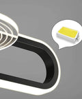 Close-up of Long Ring Pendant Light With Acrylic Shade showing LED module, modern LED ceiling hanging lamp for living room and kitchen