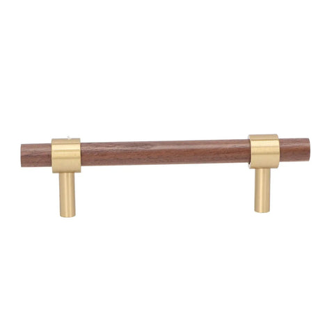Dope Walnut And Brass Cabinet Hardware Drawer Handles, solid brass pulls with walnut wood accents for kitchen cabinets.