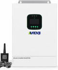 Rock Solid Heavy Duty Hybrid Solar Inverter 48V 3600W With Built In 80A MPPT Charger Pure Sine Wave Off Grid And On Grid Plug And Play Home Setup Wifi Lithium Battery Ready in white housing with display.