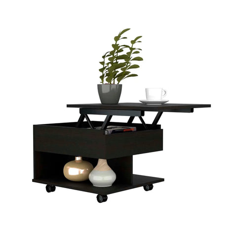 Super Slick Black Lift Top Coffee Table With Massively Deep Hidden Storage And Roomy Open Shelf Rolling Easy On Solid Locking Casters For Total Living Room Vibe Upgrade Today
