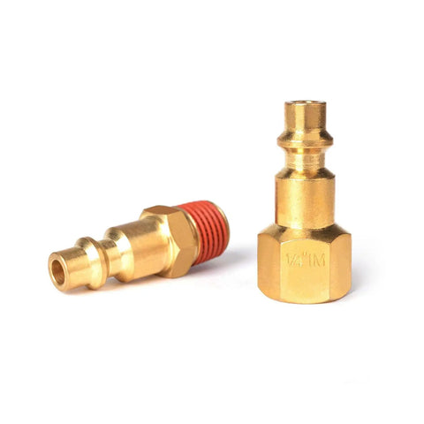 Solid Brass Air Fittings Kit With One Quarter Inch NPT Couplers And Plugs, Thirty Piece Industrial Quick Connector Set For Air Compressors