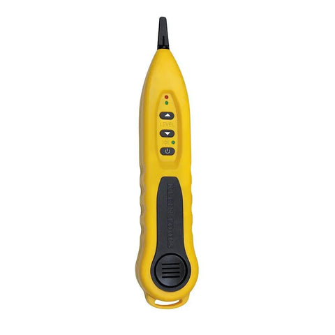 Pro Grade Tone And Probe Tracing Kit For Wiring Paths With Tonecube And ProbePlus, yellow device with LED alerts