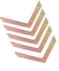 Easy Install Corner Brackets For Furniture L Shaped Galvanized Iron Right Angle Plates 5 Pack, arranged in a fan display.