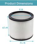 Dimensions of 2 Pack Replacement Filters For Wet Dry Vacuums 5 Gallon To 12 Gallon And Up Reusable Washable Cartridge Filters