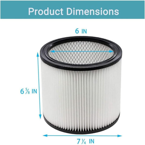 Dimensions of 2 Pack Replacement Filters For Wet Dry Vacuums 5 Gallon To 12 Gallon And Up Reusable Washable Cartridge Filters