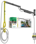Heavy Duty EV Charging Cable Wall Mount Retractor Arm With Badass Weatherproof Zinc Coating For Indoor Outdoor Electric Vehicle Cord Management and Clean Safe Driveway Setup with packaging.