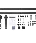 6-Foot Sliding Barn Door Roller Track Kit With Carbon Steel Hardware And POM Rollers, showing full set of components