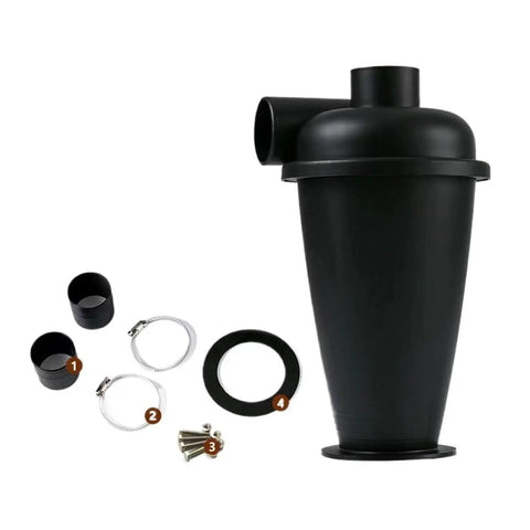 Pro Grade Dust Collector Accessories Small Cyclone Dust Separator with plastic hose and dual filter components shown