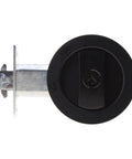 Round Pocket Door Privacy Latch Set For 35mm To 55mm Thick Doors Flush Mounted With Large Locking Lever Stainless Steel