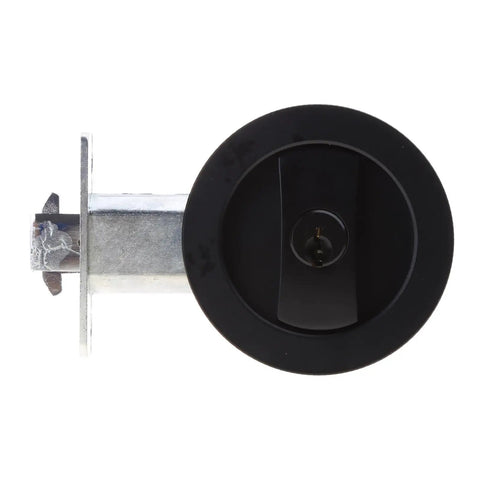 Round Pocket Door Privacy Latch Set For 35mm To 55mm Thick Doors Flush Mounted With Large Locking Lever Stainless Steel