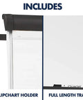 Grab-And-Go Mobile Magnetic Whiteboard And Flipchart Easel, 3x2 Feet, with flipchart holder and full-length tray, graphite frame.