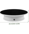 Auto Electric Rotating Jewelry Display Stand Turntable With Adjustable Speed For Watches Cosmetics Collectibles And Digital Products Showcase Base, 20.5cm diameter, black surface.