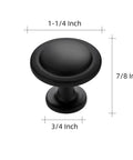 Matte Black Cabinet Knobs 50 Pack One And A Quarter Inch Zinc Door Handles For Kitchen Cabinets Dressers Drawers Modern Home Makeover Vibe Easy Install Sturdy Zinc Construction With Smooth Install And Durable Finish, dimensions shown