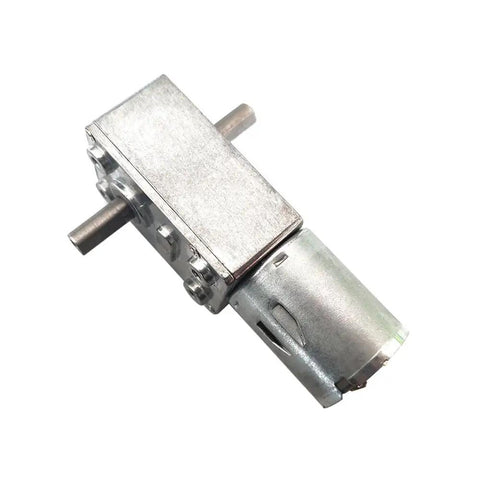 12V DC Worm Gear Motor With Dual Output Shafts Dope Torque, JGY370 Double Shaft Reducer, metal gearbox side view