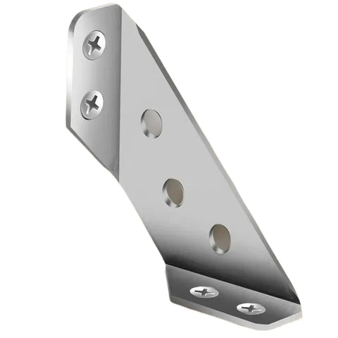 Heavy Duty Stainless Steel Corner Brackets For Furniture Shelves And Cabinets With Matched Screws showing sleek silver angle brace detail.