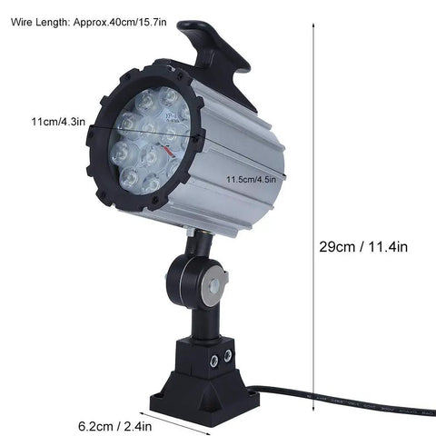Heavy Duty 12W 24V Waterproof Led Shop Light Delivers Killer Flicker Free Glow And Rugged Aluminum Build with dimensions and mounting details.