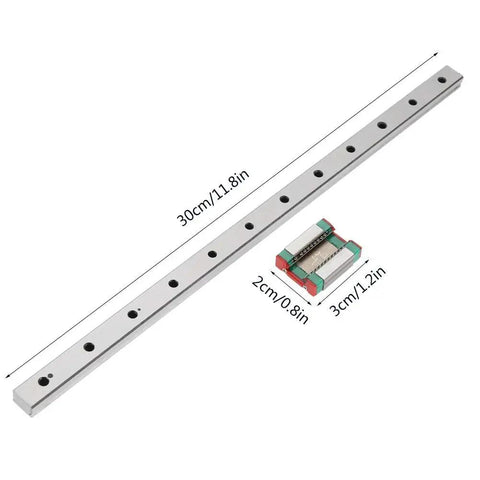Miniature Linear Rail Guide 12mm Wide With Slide Block For Pro Grade Precision Equipment And Automation Systems 300mm Length 4 Point Contact