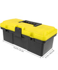 Portable Plastic Tool Box With Secure Buckles Lightweight Durable Storage Case For Outdoor DIY Projects, 12.2 in size, black and yellow.
