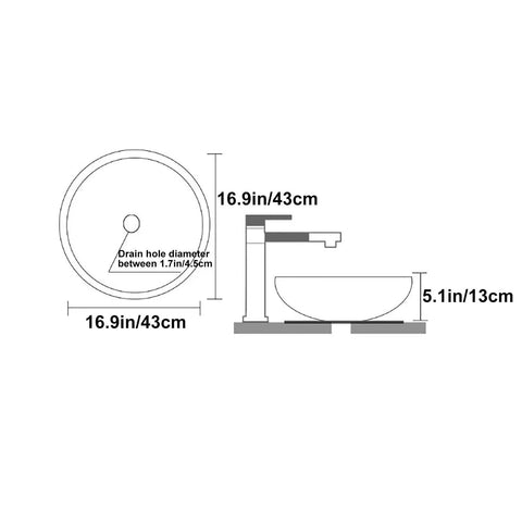 Dimensions of Modern Ceramic Vessel Sink with Faucet and Drain, Luxury Gold Oval/Rectangle Bathroom Vanity Basin.