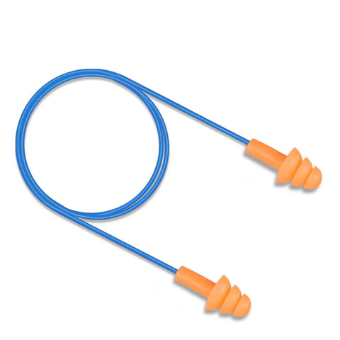 All Day Comfort Corded Earplugs With 25dB NRR, Reusable Soft TPR Ear Plugs, Bright Orange, for Shooting Range and Construction