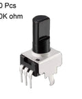 10K Ohm Carbon Film Potentiometer Single Turn Rotary Pot 6mm Knurled Shaft D Type Half Shaft 0.24 Inch 10 Pack Variable Resistor