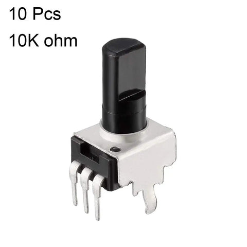 10K Ohm Carbon Film Potentiometer Single Turn Rotary Pot 6mm Knurled Shaft D Type Half Shaft 0.24 Inch 10 Pack Variable Resistor