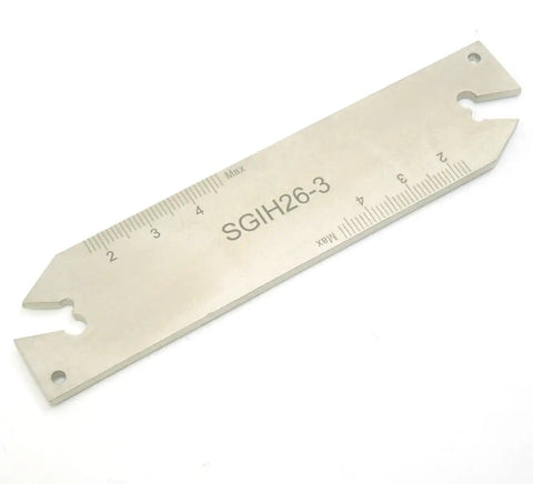 3mm Part Off Blade Grooving Cut Off Plate Tool for GTN3 Inserts showing ruler markings and gray pro-grade design