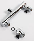 Double Outlet Chrome Shower Manifold With Independent Shut Off Valves For Dual Sprayer System Fits Standard G One Half Two Shower Heads