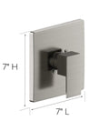 Alt Tag: Single Handle Valve Trim For Bathroom In Satin Nickel Finish With Brass Waterways Includes Handle And Escutcheon No Flange