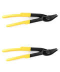 Heavy Duty Strapping Cutter Made For Tough Jobs 12 Inch Adjustable Snips with yellow grips for cutting steel PET and PP bands.