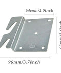 Silvery Adjustable Universal Wood Bed Headboard Brackets Featuring Bulletproof Iron Hook Plates For Heavy Duty Furniture Mounting, 3.6"x3.7"