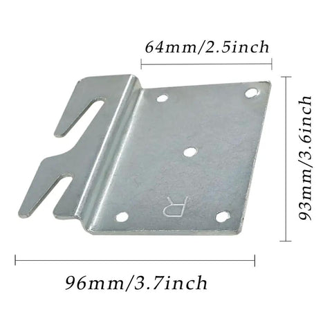 Silvery Adjustable Universal Wood Bed Headboard Brackets Featuring Bulletproof Iron Hook Plates For Heavy Duty Furniture Mounting, 3.6"x3.7"
