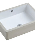 Lincoln Undermount Ceramic Basin Sink in Glossy White with sleek lines, integrated overflow, durable porcelain for modern bathrooms.