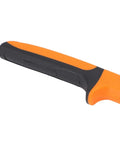 Close-up of Heavy Duty Sheet Metal Crimping Pliers handle with 1.61 inch deep throat for HVAC ductwork, orange and black grip.