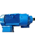 Top Tier Gear Reducer For Industrial Motors With Bulletproof Durability And Smooth Operation, blue motor gear reducer, side view.