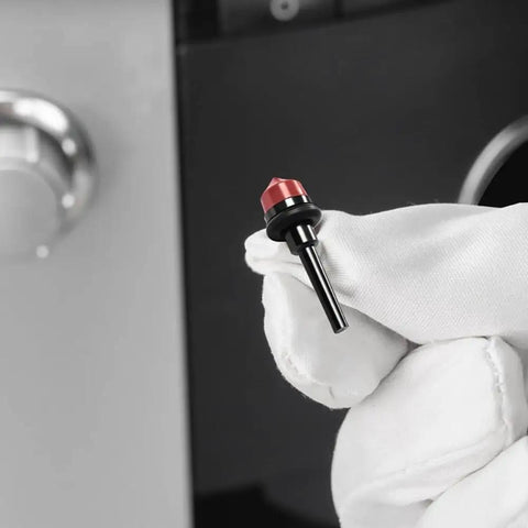Three Piece Replacement Kit With Copper Bolts And Silicone Sleeves In Black And Red For Coffee Machines Replacement Internal Assembly Parts For Easy Maintenance And Reliable Fit. Single black and red copper bolt with silicone sleeve for coffee machine repair
